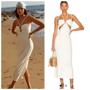 L*Space White Sleeveless Sundress with Cutout and Slit